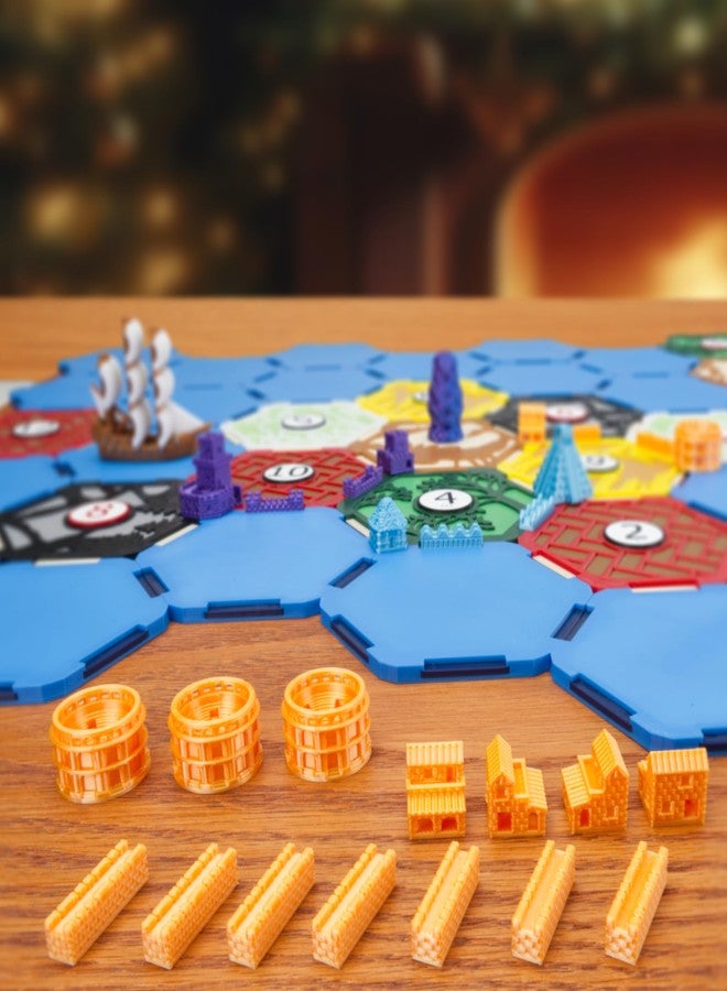BKPrint3D Custom Civilizations for Catan Board Game | Replacement Player Sets | Settlers Pieces | Base Cities Settlements Roads | 3D Printed | (Rome Base Set) - Image 2